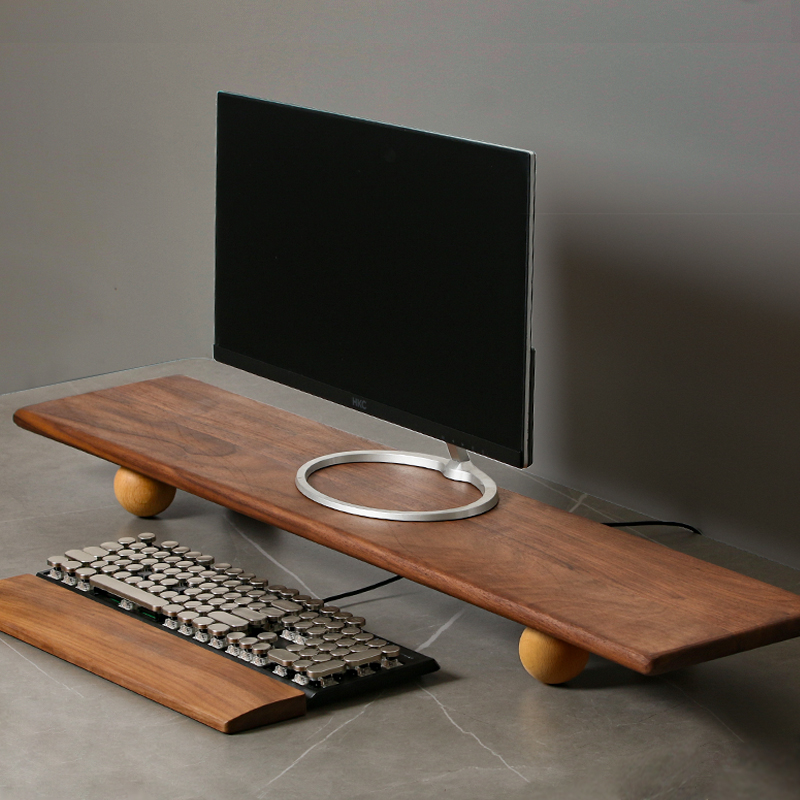 Desk Setup Monitor And Laptop - Supporto per monitor in legno massello
